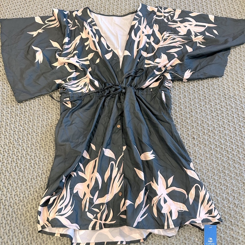 Floral Print Tie Waist Dress XS